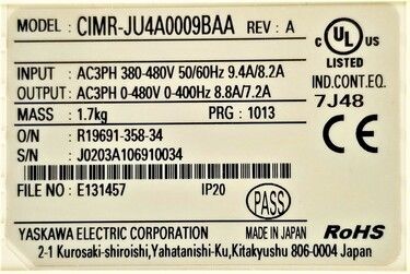 CIMR-JU4A0009BAA | Yaskawa AC Drives CIMR-JU4A0009BAA | Yaskawa AC Drives